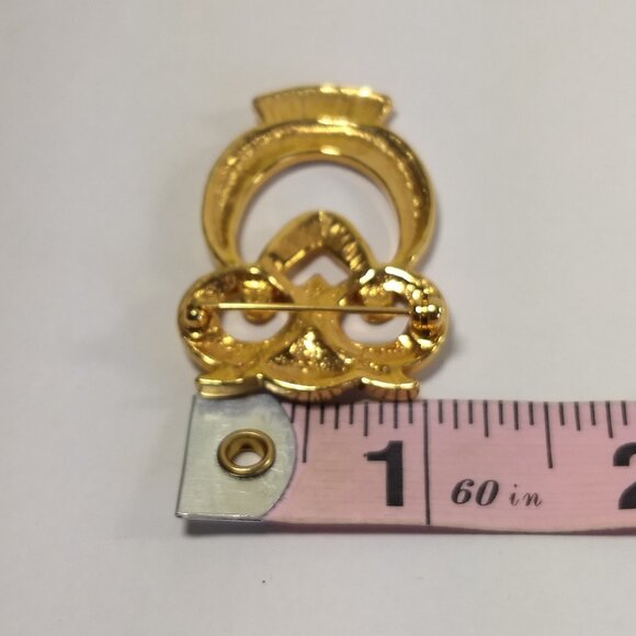 Owl Pin Brooch Pin Gold Tone MCM Mid Century Modern Minimalist Novelty Fun - Picture 8 of 8